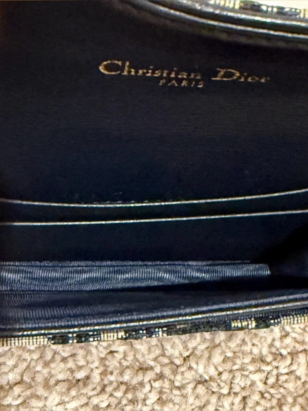 Christian Dior Oblique Saddle Card Holder Blue